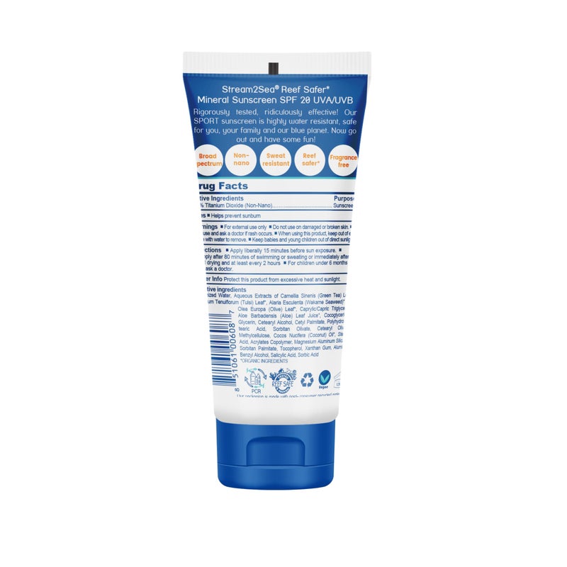 STREAM 2 SEA SPF 20 Biodegradable Mineral Sunscreen, 3 Fl oz Paraben Free Non Greasy and Moisturizing Reef Safe Sunscreen For Face and Body Protection Against UVA and UVB - Image 2